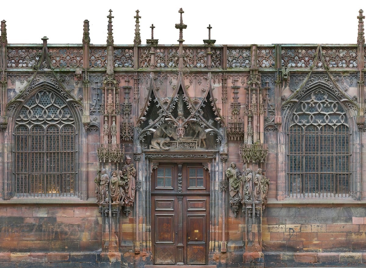 Orthomosaïque du portail Saint-Laurent, cathédrale de Strasbourg, crédit : F.OND, orthomosaïque : Pascal Renard