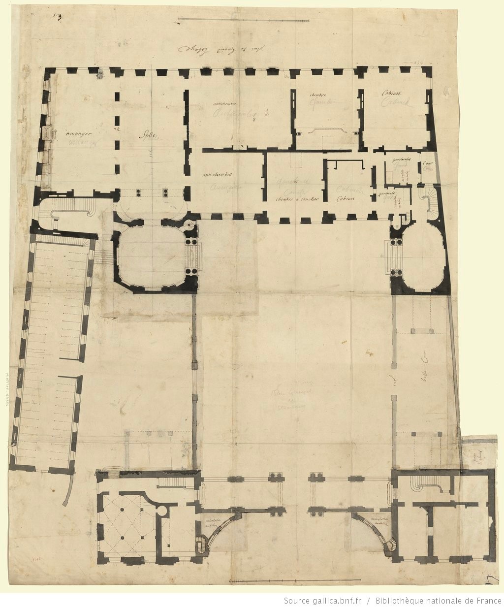 Plan du rez-de-chaussée, crédit : Bibliothèque nationale de France